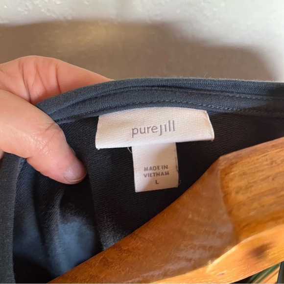 J JILL ~ Pure Jill Pima Cotton Blend Blue Grey Dress with Pockets - Picture 8 of 9